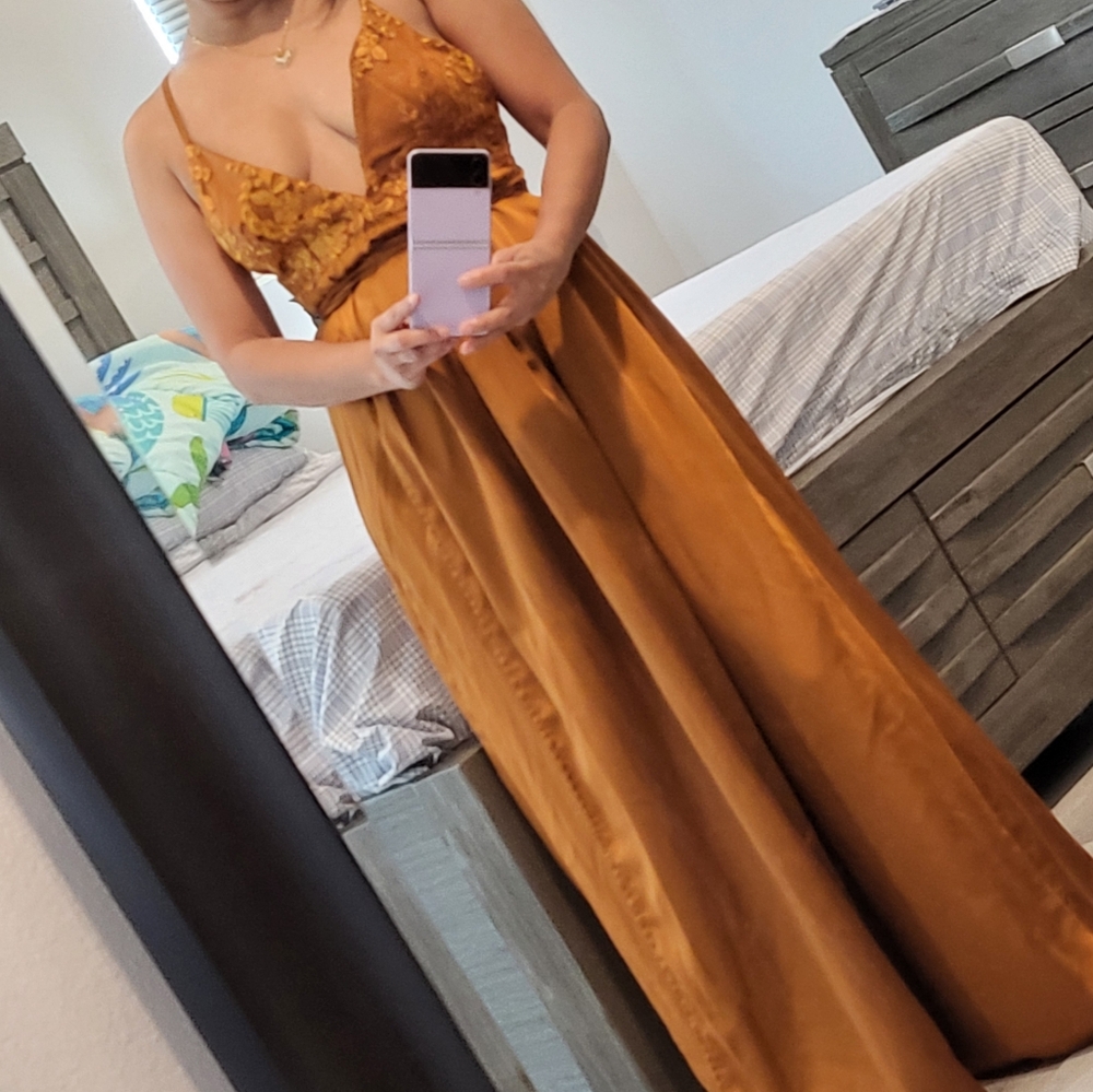 Burnt orange fall bridesmaid dress